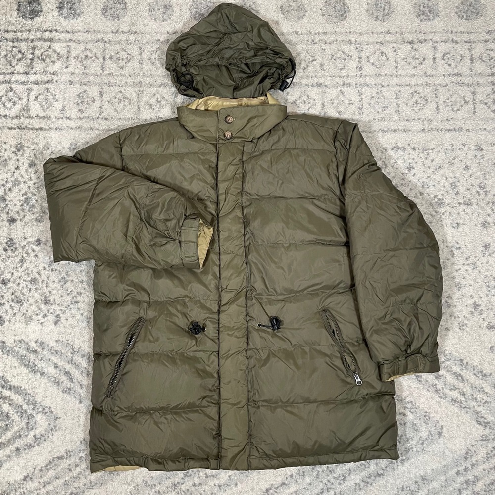 American Eagle Outfitters Reversible Down Puffer Jacket Hideaway Hood Mens L Y2K - Picture 2 of 9
